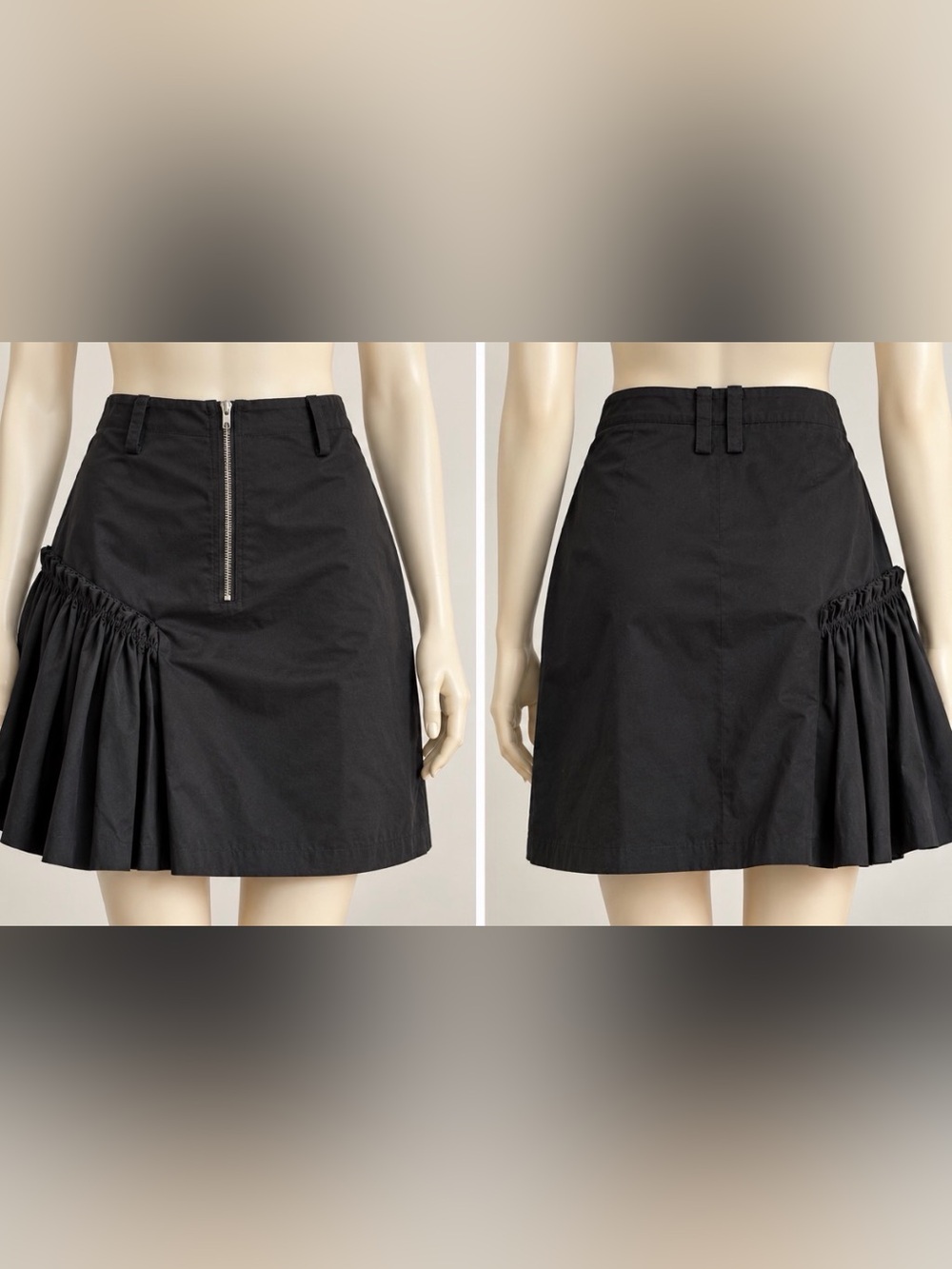 Sandro Black Mini Skirt with Side Gather Detail